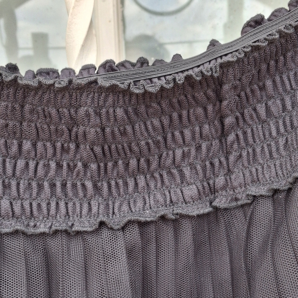Favlux Ruffled 3-Tier Tulle Midi Black Skirt Women Size Medium - Picture 5 of 14